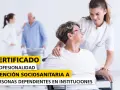 Profesionalidad en la atención sociosanitaria en instituciones. Enfermera apoya a paciente en silla de ruedas.
