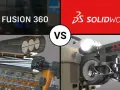 Comparativa de diseños mecánicos: Fusion 360 vs SolidWorks. Izquierda: motor detallado. Derecha: componente complejo.