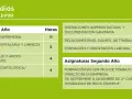 Plan de estudios del grado medio de auxiliar de enfermería, con asignaturas del primer y segundo año, incluyendo prácticas.