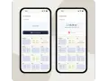 Dos pantallas de móvil muestran aplicaciones para hacer horarios de trabajo. Una con cronómetro y otra con un calendario de turnos.