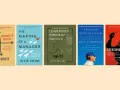 Cinco portadas de los mejores libros de estrategia: "Franqueza Radical", "The Making of a Manager", "Leadership Strategy and Tactics", "Trillion Dollar Coach" y "Creatividad, S.A.".