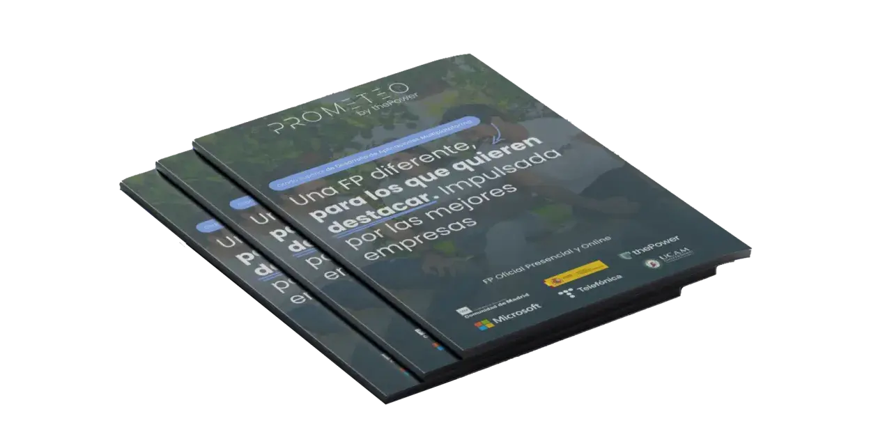 Folletos promocionando un grado superior de administración y finanzas online.