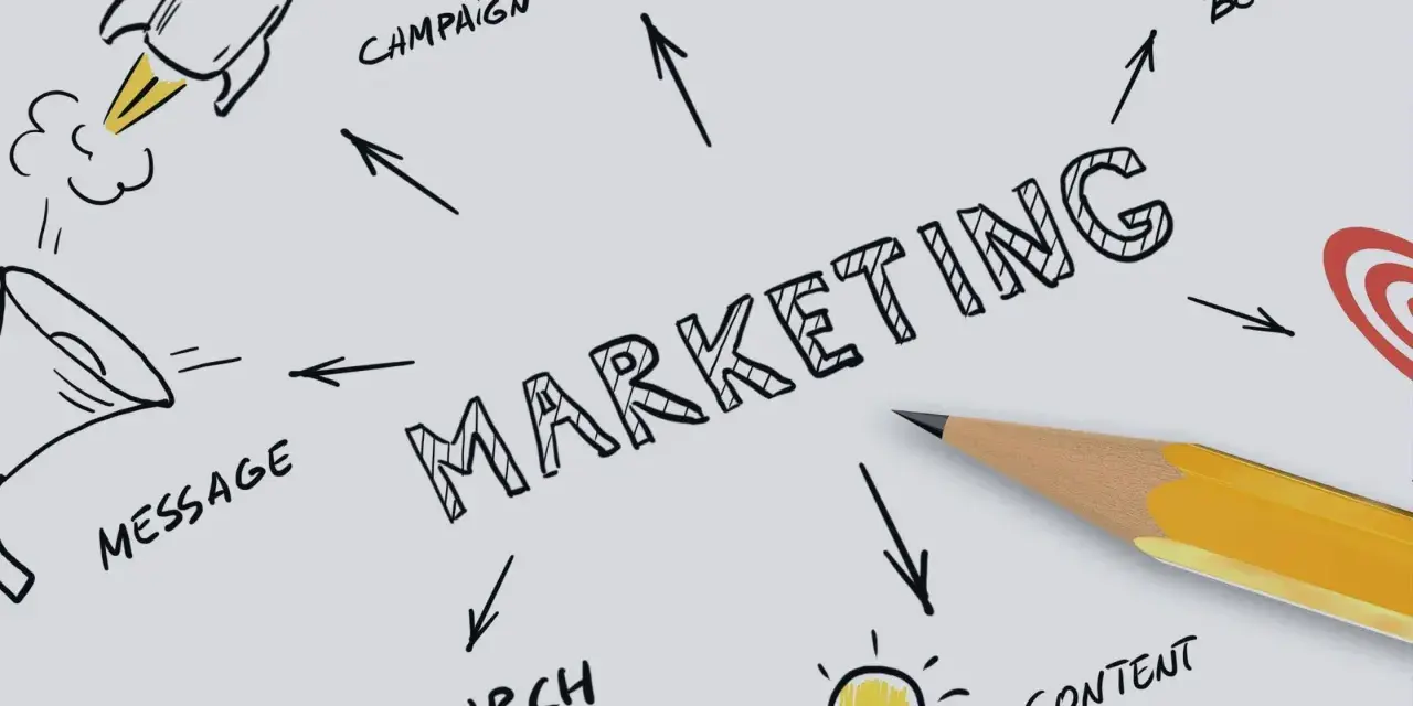 Diagrama de un libro sobre marketing digital con conceptos como campaña, mensaje, investigación, contenido y un objetivo.