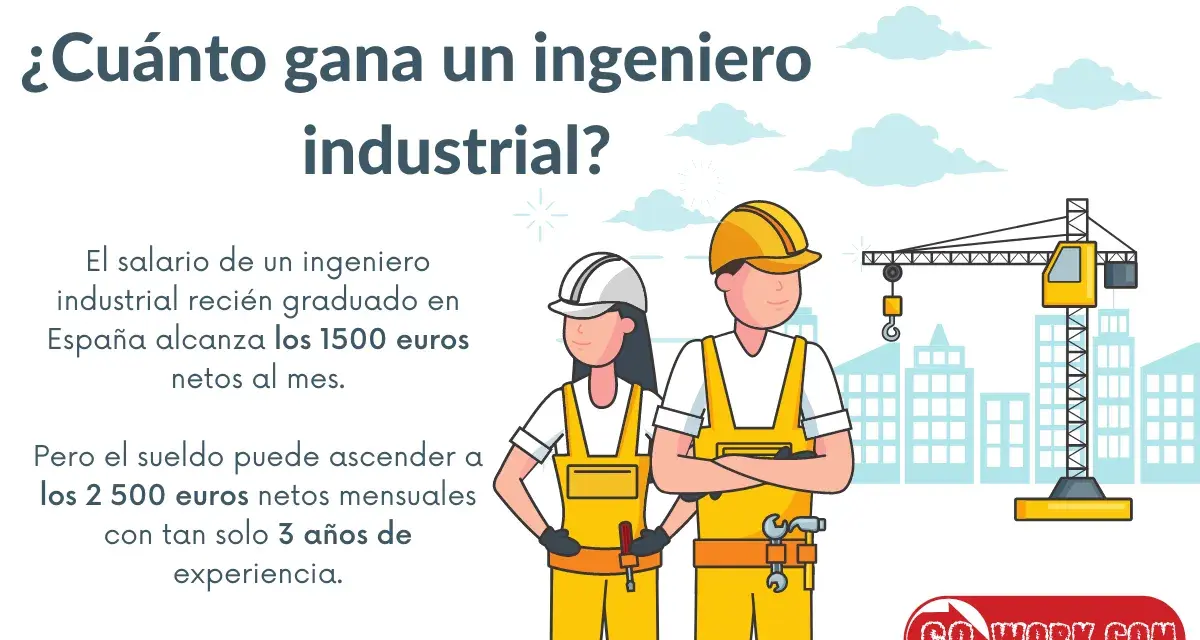 El sueldo de un ingeniero industrial en España puede ser de 1500€ netos al mes para recién graduados, ascendiendo a 2500€ con 3 años de experiencia.