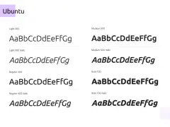 Muestras de la tipografía Ubuntu en varios pesos y estilos, ideales para las mejores tipografías para web.
