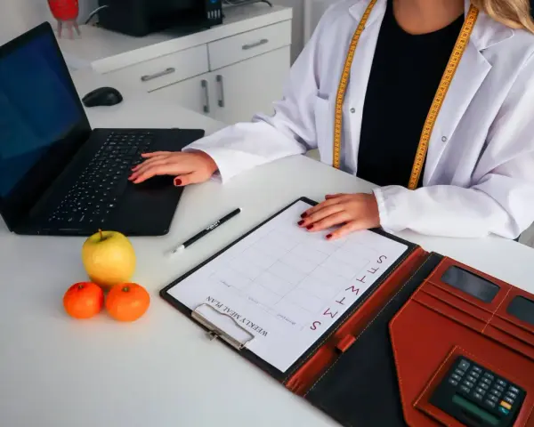 Nutricionista revisa plan semanal. Averigua cuanto cobra un nutricionista para tu dieta personalizada.
