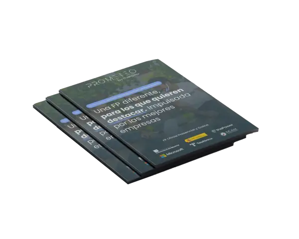 Folletos promocionando un grado superior de administración y finanzas online.