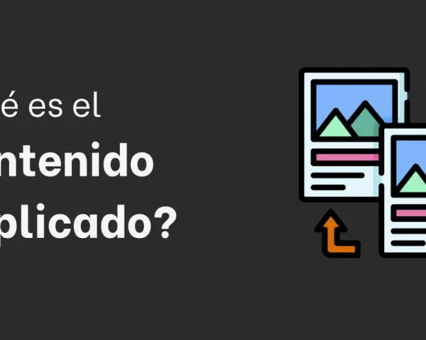 ¿Qué es el contenido duplicado? Icono de dos imágenes idénticas con flechas indicando comparación para detectar contenido duplicado.