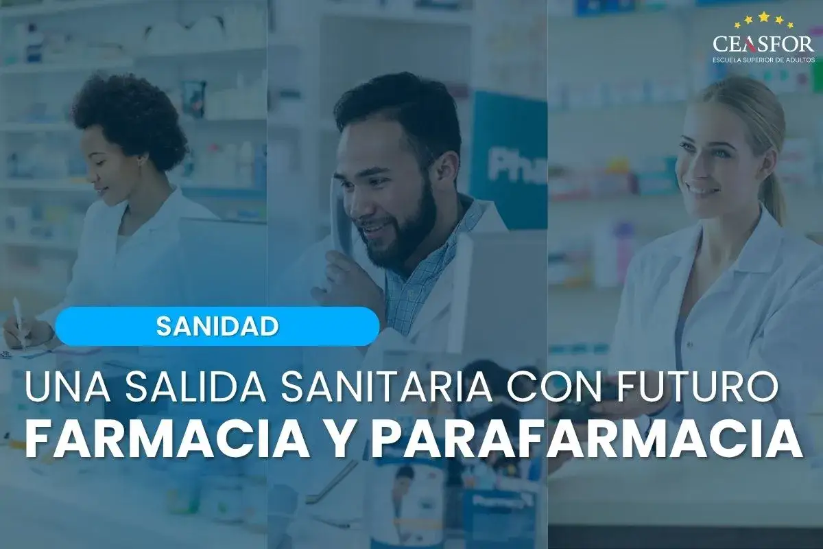 T&eacute;cnicos de farmacia trabajando, mostrando las funciones de un t&eacute;cnico de farmacia en una farmacia con un futuro sanitario.
