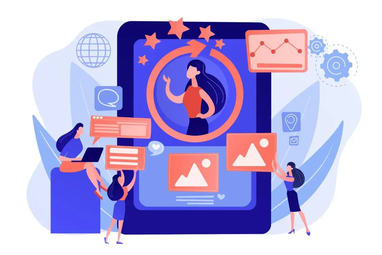 Personas colaboran en una estrategia de rrpp que es, gestionando contenido digital y analizando datos para el &eacute;xito.