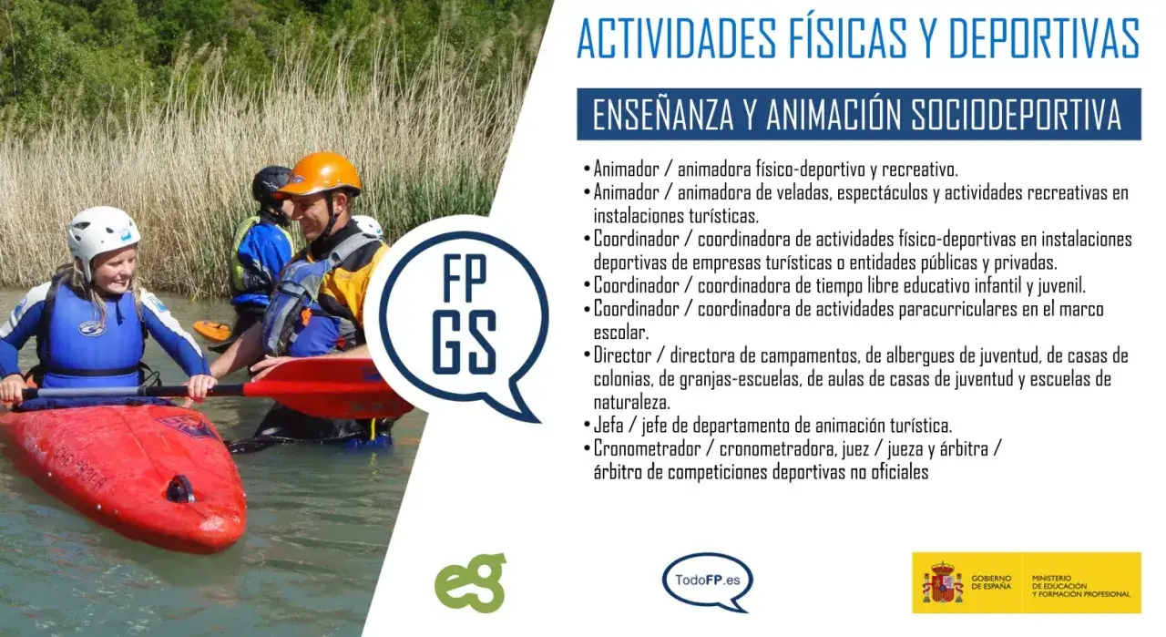 J&oacute;venes aprendiendo a remar en kayak, una actividad ideal para el grado medio deporte.